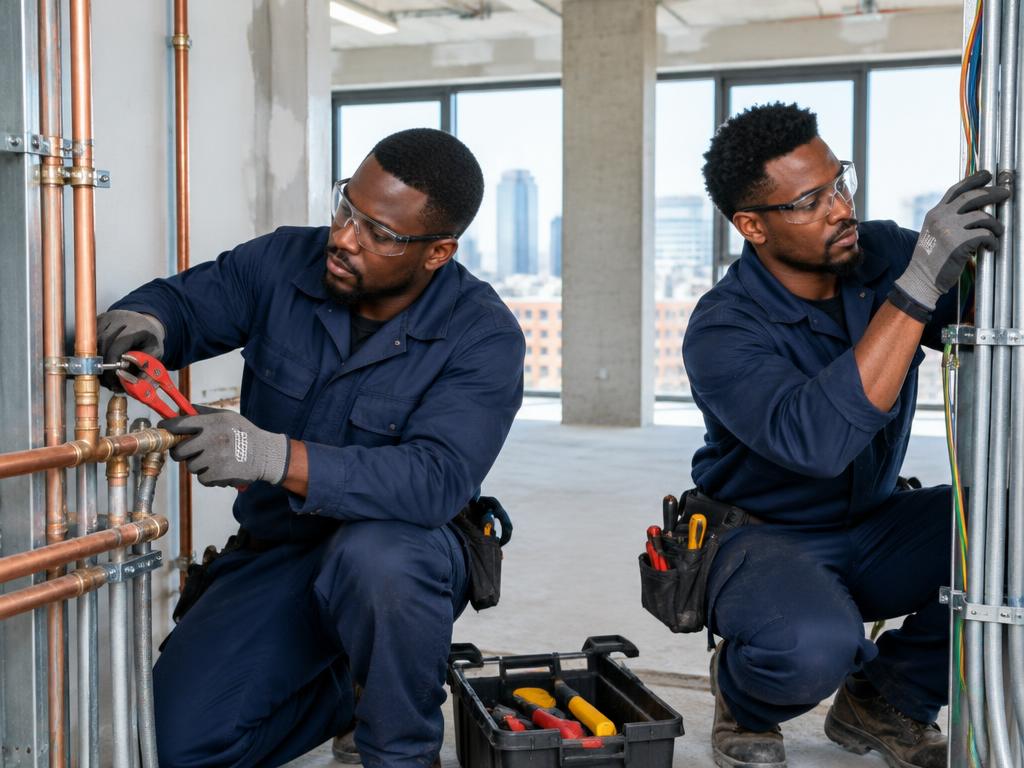Techniciens BMS sur un chantier